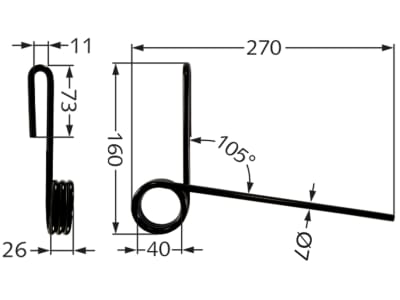 Striegelzinken 270 x 7 mm hinten für Saatstriegel Hassia/Lemken DK, DLV, DU, DU 100, DU AS, Eurodrill, Isaria 6000, 7000, 8000