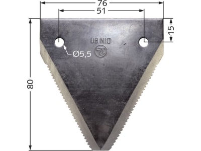 MWS Messerklinge DIN 80, 80 x 76 x 2 mm, unten, gezahnt