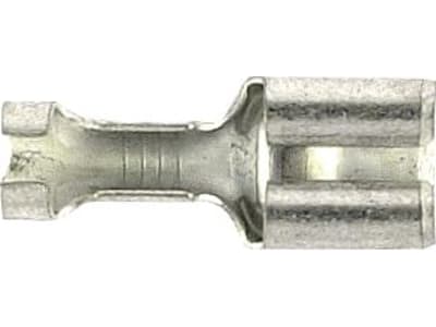 Herth + Buss Flachsteckhülse 6,3 x 0,8 mm, Kabel 0,5 – 1 mm², Messing verzinnt; unisoliert, mit Rastnase, 1 St., 50 251 214