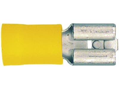 Herth + Buss Flachsteckhülse 6,3 x 0,8 mm, Kabel 4 – 6 mm², verzinnt; teilisoliert, gelb, 50 252 512