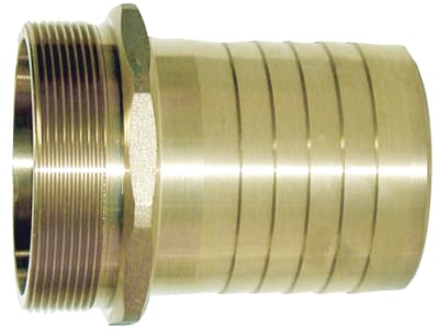 Hücobi Schlauchstutzen, 1" AG, Messing, gerillt, V-Teil, Schelleneinbindung, Außengewinde, 3330 025025