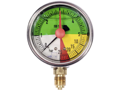 Hücobi Glyzerin-Manometer, Anschluss 1/4" unten, 0 bis 25 bar, nicht flüssigdüngerfest, 8120 006025