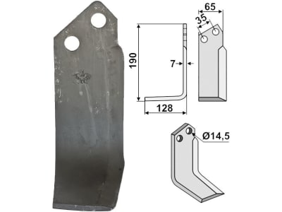 Industriehof® Fräsmesser rechts 190 x 65 x 7 mm, Bohrung 14,5 mm für Krone, KRO-02R