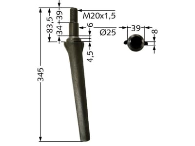 Industriehof® Kreiseleggenzinken links/rechts, 345 mm, M 20 x 1,5, Ø Schaft 25 mm für Forigo-Roteritalia, RH-11B Industriehof® Kreiseleggenzinken links/rechts, 345 mm, M 20 x 1,5, Ø Schaft 25 mm für Forigo-Roteritalia, RH-11B
