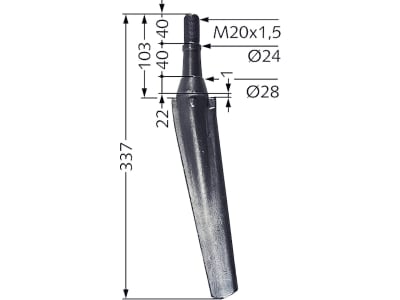 Industriehof® Kreiseleggenzinken links/rechts, 337 mm, M 20 x 1,5 für Feraboli, Frost, RH-23