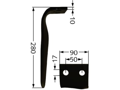 Industriehof® Kreiseleggenzinken links/rechts 90 x 280 x 10 mm, Bohrung 17 mm für Eberhardt, Terranova