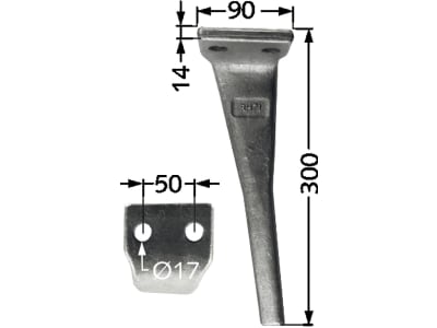 Industriehof® Kreiseleggenzinken rechts 90 x 300 x 14 mm, Bohrung 17 mm für Moreni, Sicma, RH-71-R