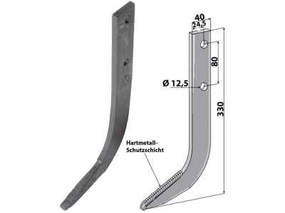 Industriehof® Fräshaken 330 x 40 x 10 mm mit Hartmetall-Schutzschicht für Rumpstad Reihenfräse, RUS-01