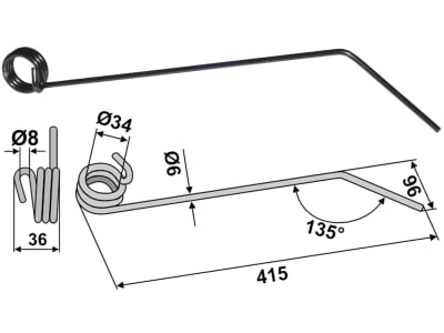 Industriehof® Striegelzinken 415 x 6 mm für Hatzenbichler Saatstriegel, 10.HS-HK Industriehof® Striegelzinken 415 x 6 mm für Hatzenbichler Saatstriegel, 10.HS-HK