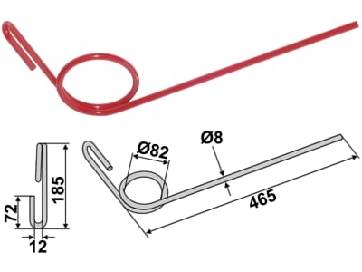 Striegelzinken 465 x 8 mm für Fiona D 56, 70, 80, SD 36, 56, 70, 73, 77; Nordsten; Saxonia; Stegsted