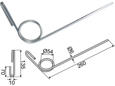 Industriehof® Striegelzinken 260 x 6 mm für Saatstriegel Stegsted, 10.ST-270