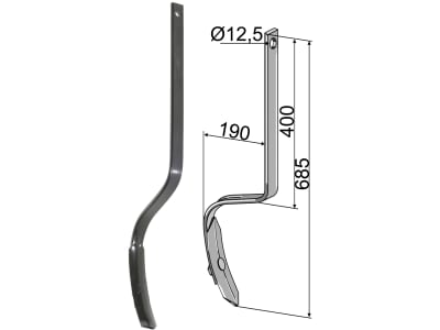 Industriehof® Spurlockerzinken 685 x 12 x 32 mm mit Schar, für universal, 10.5004/1