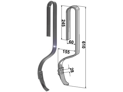 Industriehof® Spurlockerzinken 610 x 10 x 32 mm mit Schar, für Nordsten, 10.5010