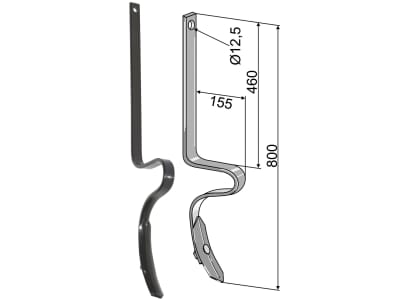 Industriehof® Spurlockerzinken 800 x 10 x 32 mm mit Schar, für universal, 10.5015L/1