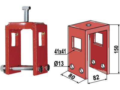 Industriehof® Zinkenhalter 150 x 80 x 82 mm für Spurlockererzinken 40 x 10/40 x 12 mm, Rahmen 80 x 80 mm, universal, 10.8080