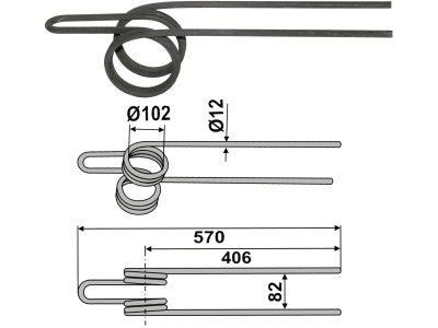 Industriehof® Striegelzinken 570 x 12 mm universal für Saatstriegel Eberhardt, Lemken, Rabe, 1000STD