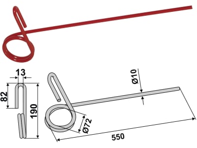 Industriehof® Striegelzinken 550 x 10 mm für Fraudge, Kongskilde, Kverneland, 1000STE-G/10 Industriehof® Striegelzinken 550 x 10 mm für Fraudge, Kongskilde, Kverneland, 1000STE-G/10