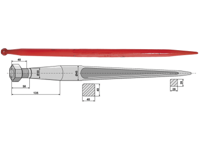 Industriehof® Schwerlastzinken 1.100 mm, M 28 x 1,5, für Manitou, Schäffer, 181112