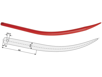 Industriehof® Greiferzinken 800 mm, mit konischer Mutter, spitz, gebogen, 18781 Industriehof® Greiferzinken 800 mm, mit konischer Mutter, spitz, gebogen, 18781