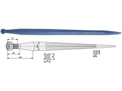 Industriehof® Frontladerzinken 820 mm, M 27 x 1,5, spitz, gerade, für Frost, AP, 18836