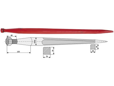 Industriehof® Frontladerzinken 840 mm, M 27 x 1,5, spitz, gerade, für Strautmann, 18844