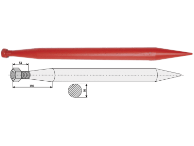 Industriehof® Frontladerzinken 800 mm, M 28 x 1,5, spitz, gerade, für Stoll, 18847 Industriehof® Frontladerzinken 800 mm, M 28 x 1,5, spitz, gerade, für Stoll, 18847