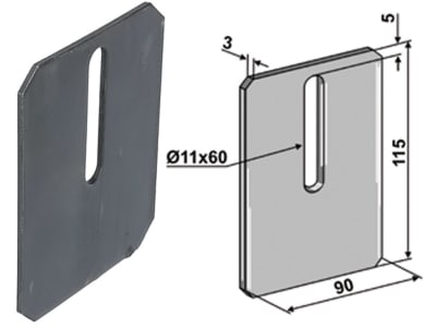 Industriehof® Abstreifer 115 x 90 x 3 mm, Bohrung 60 x 11 mm für Amazone Packerwalzen, 51-A100