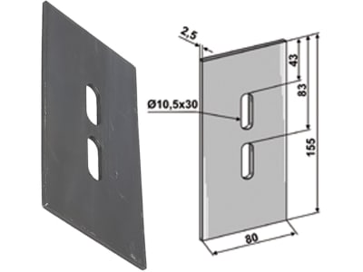 Industriehof® Abstreifer 155 x 80 x 2,5 mm, Bohrung 30 x 10,5 mm für Pegoraro Packerwalzen, 51-P100