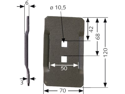 Industriehof® Abstreifer 120 x 70 x 3 mm, Bohrung 10,5 x 10,5 mm für Rau Packerwalzen, 51-R200