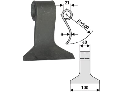 Industriehof® Schlegelmesser 100 x 40 x 8 mm, Bohrung 21 mm, für Mulcher Agrimaster, Agromec, Fehrenbach, 63-AGM-10