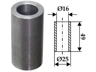 Industriehof® Buchse 49 x 4,5 mm, Ø innen 16 mm, Ø außen 25 mm, für Agrimaster, Maschio, 63-AGM-500 Industriehof® Buchse 49 x 4,5 mm, Ø innen 16 mm, Ø außen 25 mm, für Agrimaster, Maschio, 63-AGM-500