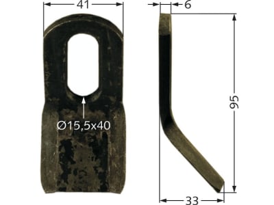 Industriehof® Y-Messer 95 x 41 x 6 mm, Bohrung 40 x 15,5 mm, für Bomford, 63-BOM-53 Industriehof® Y-Messer 95 x 41 x 6 mm, Bohrung 40 x 15,5 mm, für Bomford, 63-BOM-53