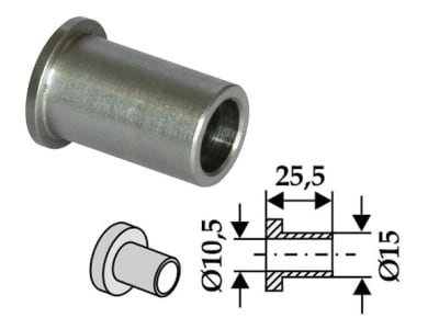 Industriehof® Innenbuchse 25,5 x 2,25 mm, Ø innen 10,5 mm, Ø außen 15 mm, für Bomford, Epoke, Noremat, 63-BOM-62