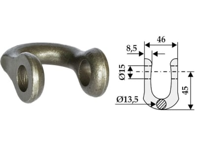 Industriehof® Schäkel gerade, Bohrung 15 mm, für Bomford, Doppstadt, Epoke, Noremat, Turner, 63-BOM-72