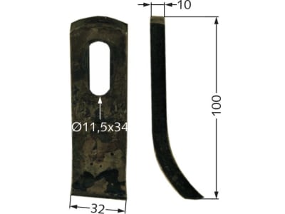 Industriehof® Schlegelmesser  100 x 32 x 10 mm, Bohrung 34 x 11,5 mm, für Doppstadt, Epoke, Rasant, Turner, 63-EPO-51