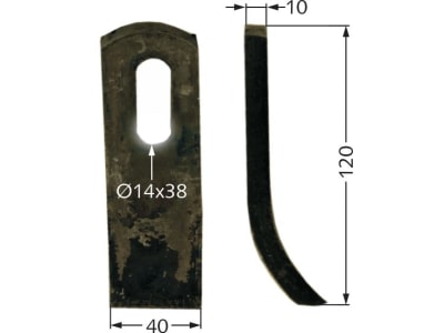 Industriehof® Schlegelmesser  120 x 40 x 10 mm, Bohrung 38 x 14 mm, für Doppstadt, Epoke, Turner, 63-EPO-53