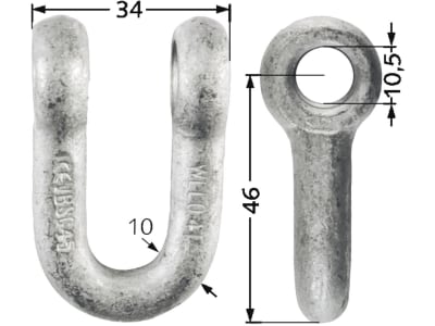 Industriehof® Schäkel gerade, Bohrung 10 mm, für Agria, Epoke, Fischer, Hansa, Votex, 63-HAN-71