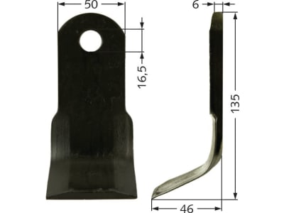 Industriehof® Y-Messer 135 x 50 x 6 mm, Bohrung 16,5 mm, für Mulcher Humus, 63-HUM-01 Industriehof® Y-Messer 135 x 50 x 6 mm, Bohrung 16,5 mm, für Mulcher Humus, 63-HUM-01