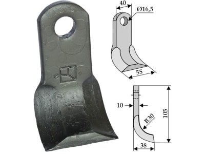 Industriehof® Y-Messer 105 x 40/55 x 10 mm, Bohrung 16,5 mm, für Mulcher Fischer, HMF Frei, 63-IND-09 Industriehof® Y-Messer 105 x 40/55 x 10 mm, Bohrung 16,5 mm, für Mulcher Fischer, HMF Frei, 63-IND-09