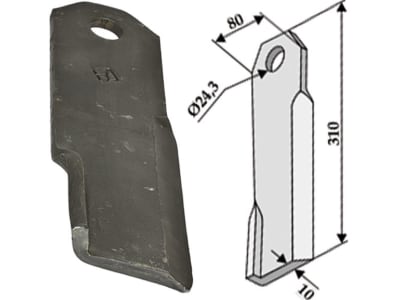 Industriehof® Schlegelmesser links/rechts 310 x 80 x 10 mm, Bohrung 24,3 mm, für Humus Industriehof® Schlegelmesser links/rechts 310 x 80 x 10 mm, Bohrung 24,3 mm, für Humus
