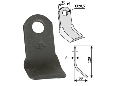 Industriehof® Y-Messer 120 x 50 x 8 mm, Bohrung 20,5 mm, für Willibald, 63-IND-46 Industriehof® Y-Messer 120 x 50 x 8 mm, Bohrung 20,5 mm, für Willibald, 63-IND-46