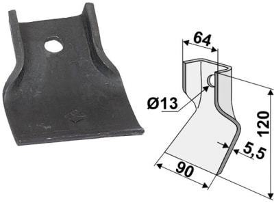 Industriehof® Schlegelmesser 120 x 64/90 x 5,5 mm, Bohrung 13 mm, für JF, 63-JF-01