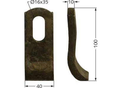 Industriehof® Schlegelmesser 100 x 40 x 10 mm, Bohrung 35 x 16 mm, für Mulcher Gilbers, Herder, Mulag, 63-MUL-51 Industriehof® Schlegelmesser 100 x 40 x 10 mm, Bohrung 35 x 16 mm, für Mulcher Gilbers, Herder, Mulag, 63-MUL-51
