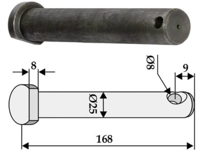 Industriehof® Bolzen 168 x 25 mm, Bohrung 8 mm für Mulag, 63-MUL-55