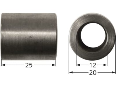 Industriehof® Buchse 25 x 4 mm, Ø innen 12 mm, Ø außen 20 mm, für Gilbers, Mulag, Schmidt, 63-MUL-63