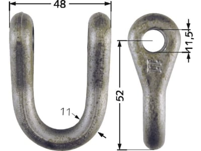 Industriehof® Schäkel gerade, Bohrung 11,5 mm, für Agrotec, Caroni, Ferri, Hymach, Maschio, M.E.A.A.T., Mulag, Orsi, Rousseau, Zappator, 63-MUL-71