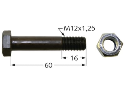Industriehof® Sechskantschraube M 12 x 1,25 x 60 - 10.9 mit Sicherungsmutter für Perfect, 63-PER-91 Industriehof® Sechskantschraube M 12 x 1,25 x 60 - 10.9 mit Sicherungsmutter für Perfect, 63-PER-91