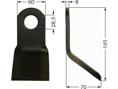 Industriehof® Y-Messer 145 x 60 x 8 mm, Bohrung 28,5 mm, für Mulcher Sauerburger, 63-SAU-03 Industriehof® Y-Messer 145 x 60 x 8 mm, Bohrung 28,5 mm, für Mulcher Sauerburger, 63-SAU-03