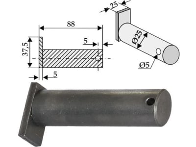 Industriehof® Bolzen 88 x 25 mm, Bohrung 5 mm für Sovema, 63-SOV-500