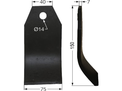 Industriehof® Rübenroderklinge 150 x 40/75 x 7 mm, Bohrung 14 mm, für Taarup, Tim Rübenroder, 63-TAA-03